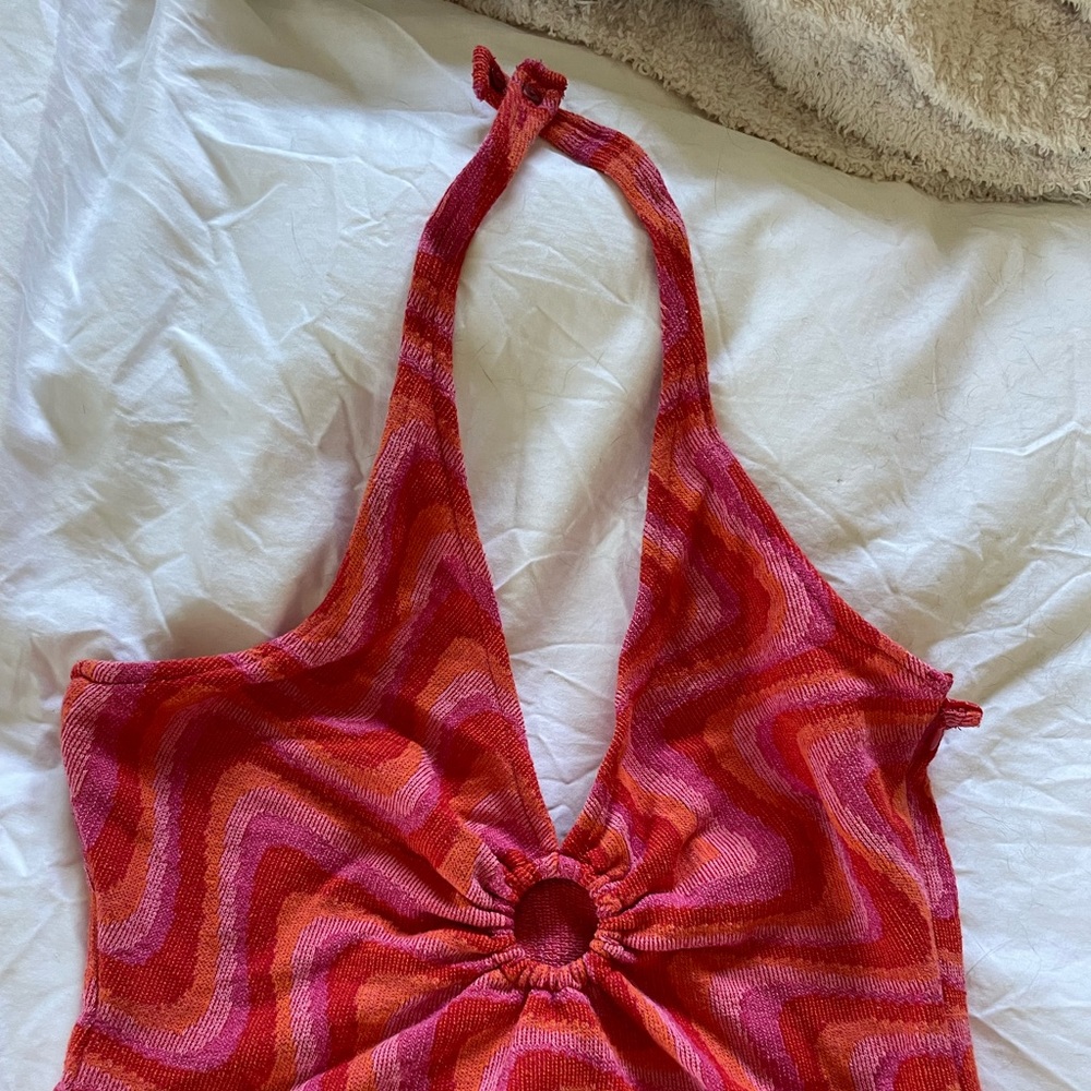 Zara Halter Cut-out Jacquard Bodysuit